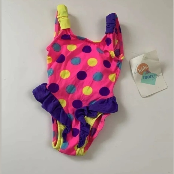 Vintage Deadstock One Piece Bathing Suit Polka Dot - Picture 1 of 3